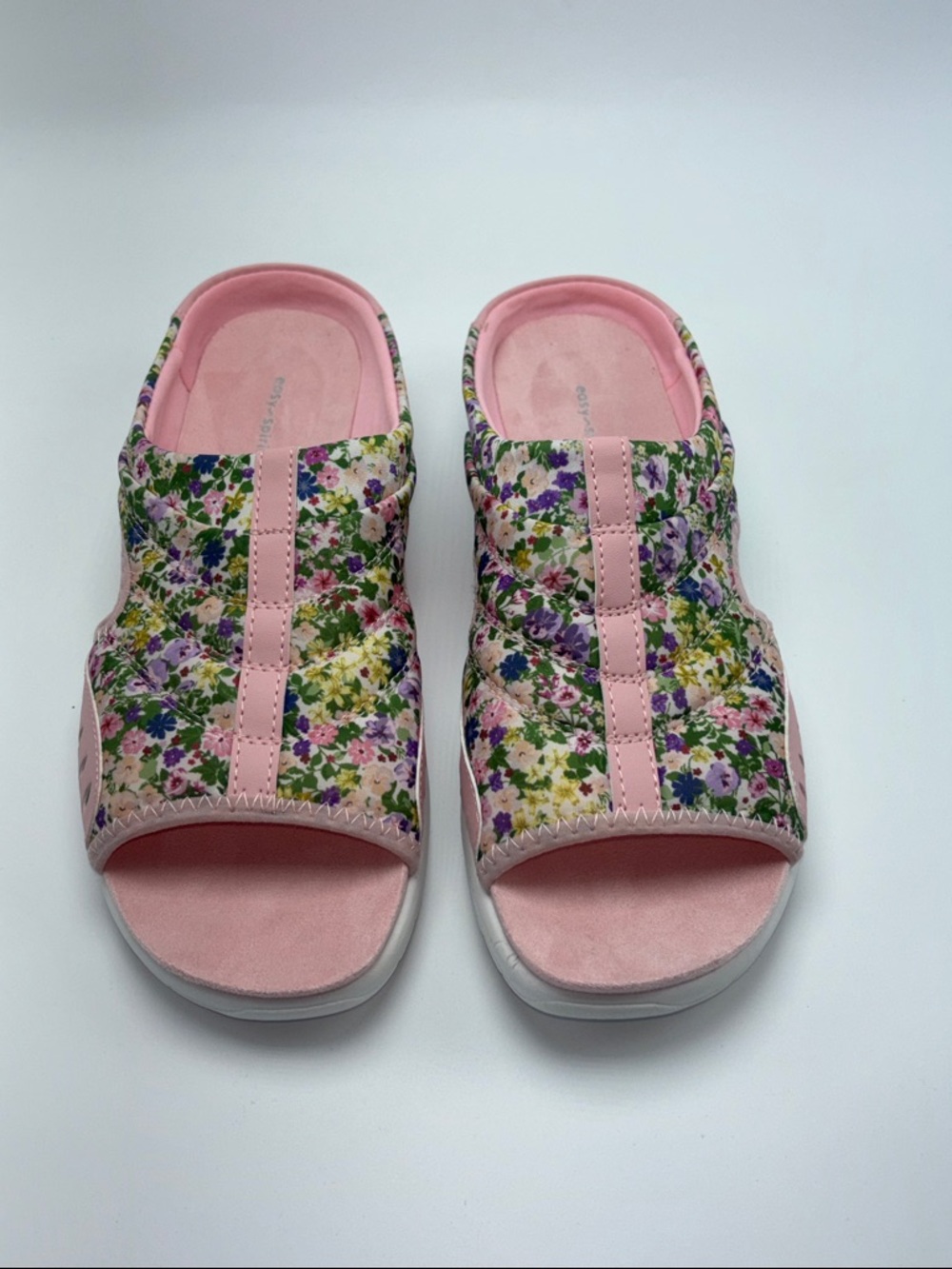 Easy Spirit Traciee 2 Pink Floral‎ Slide Sandals - size 10.5 LIKE NEW
